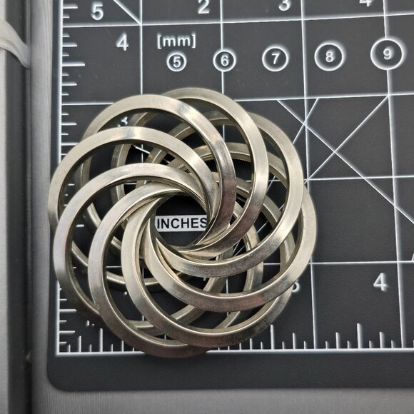 Vintage Silver Tone 3D Spiral Brooch 3"x3" Swirl Design Statement Jewelry - Picture 7 of 7